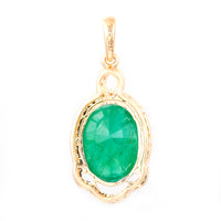 3.31 Ct Oval Natural Emerald 14K Gold Pendant