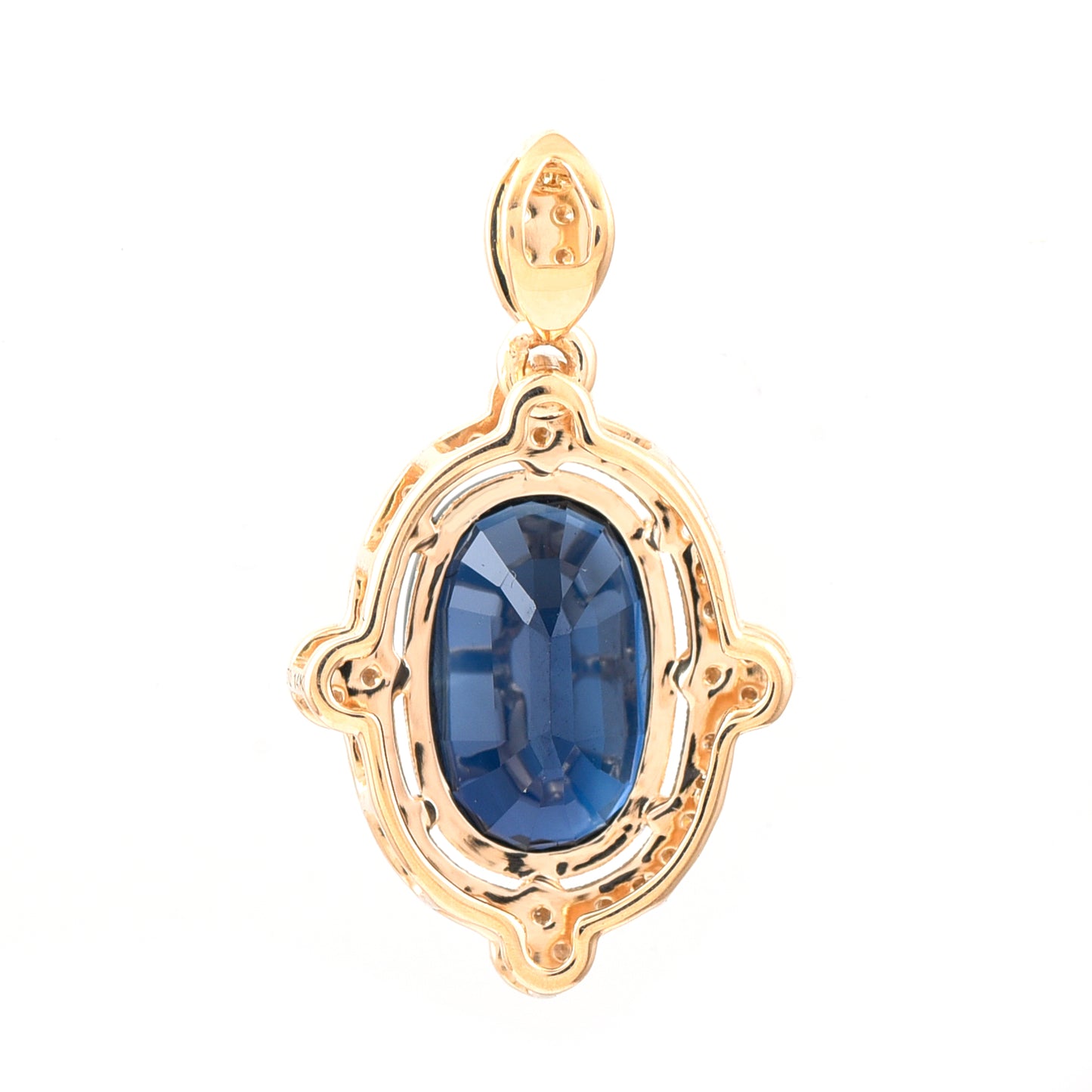 2.62 Ct Oval Mixed Cut Natural Sapphire 14K Gold Pendant