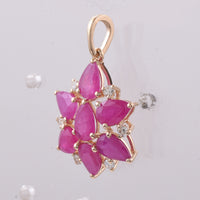 3.52 Ct Pear Natural Ruby 14K Gold Pendant