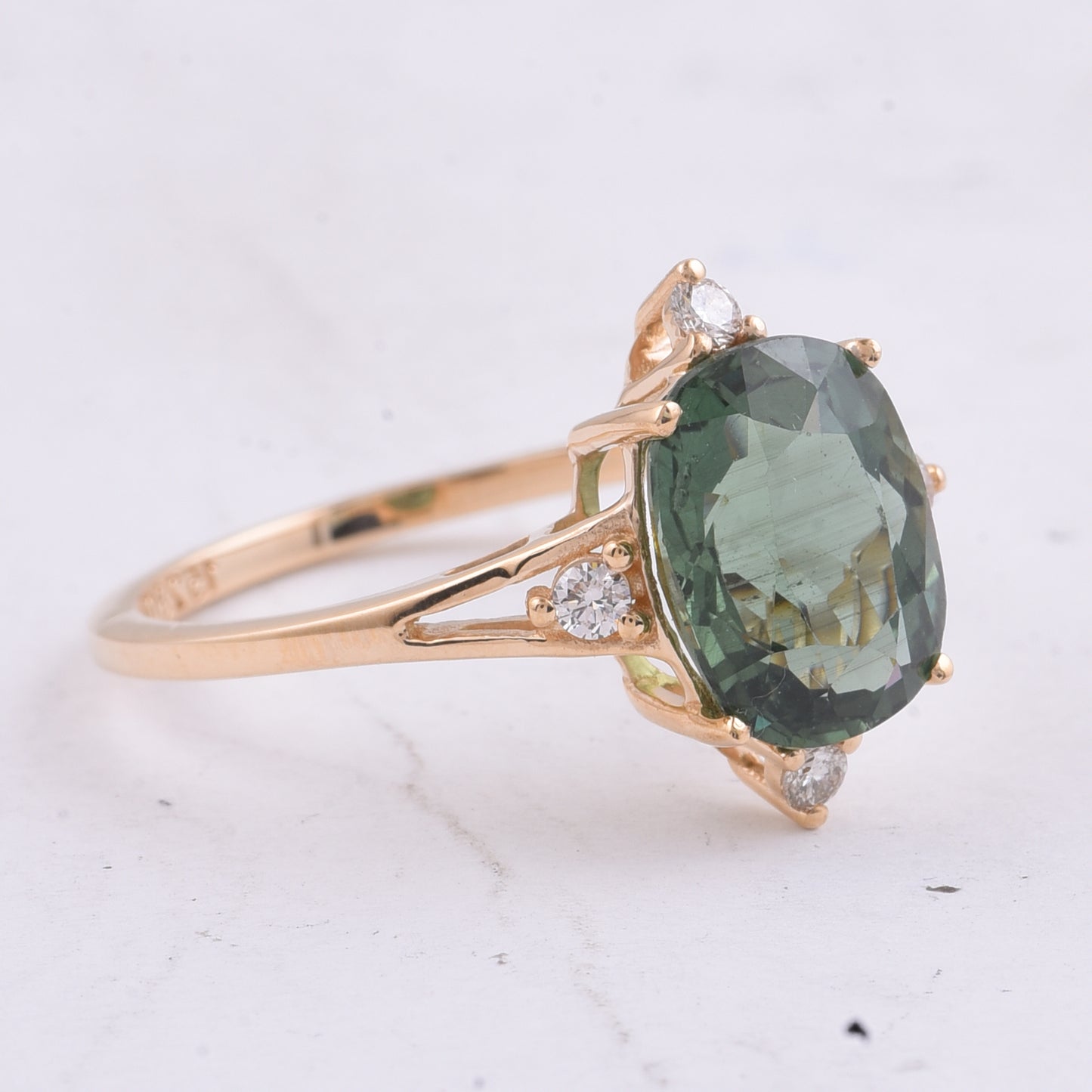 2.89 Ct Cushion Natural Apatite 14K Gold Ring