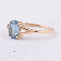 1.20 Ct Oval Natural Aquamarine 14K Gold Ring