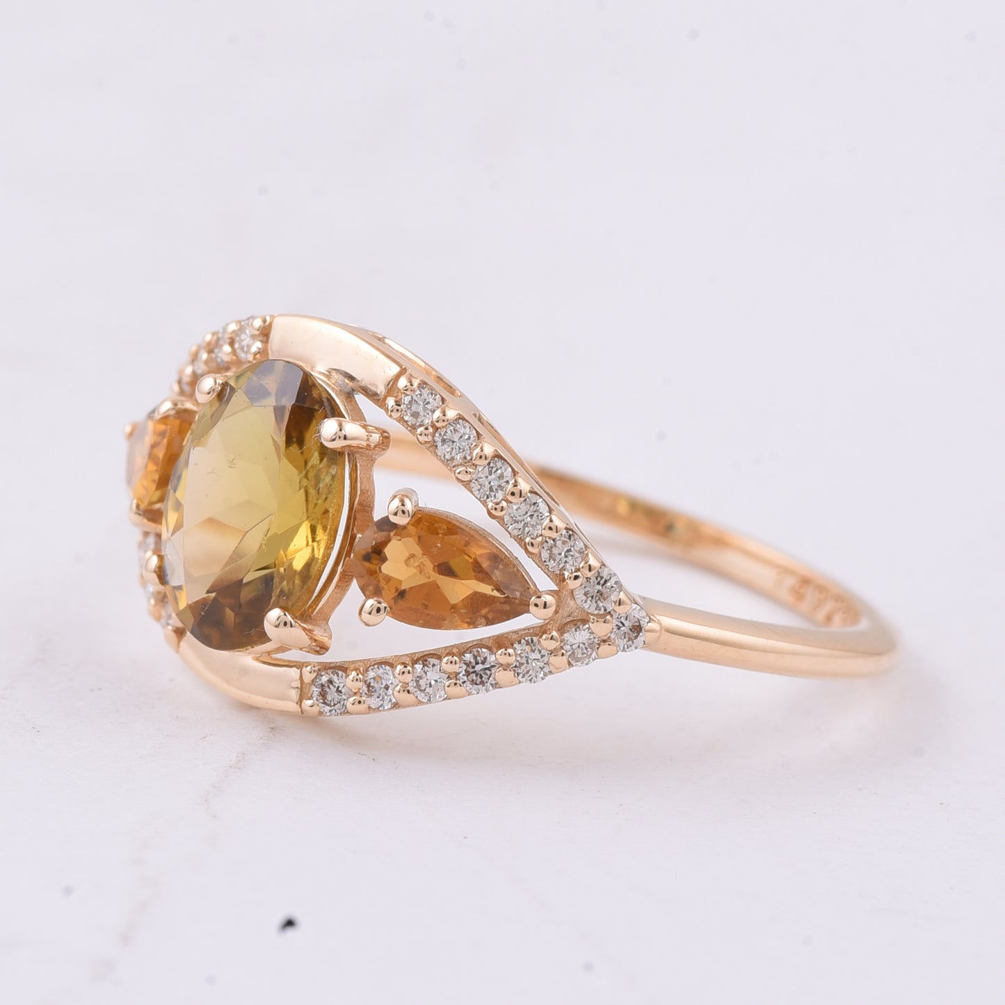 1.67 Ct Oval, Pear Natural Tourmaline 14K Gold Ring