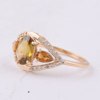 1.67 Ct Oval, Pear Natural Tourmaline 14K Gold Ring