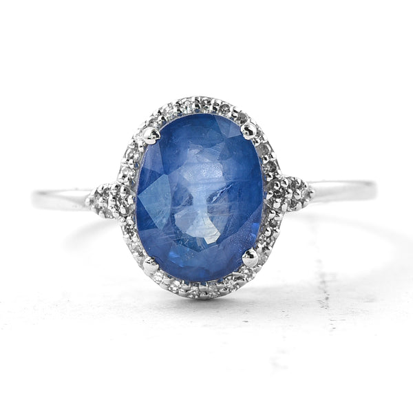 2.65 Ct Oval Mixed Cut Natural Sapphire 950 Platinum Ring