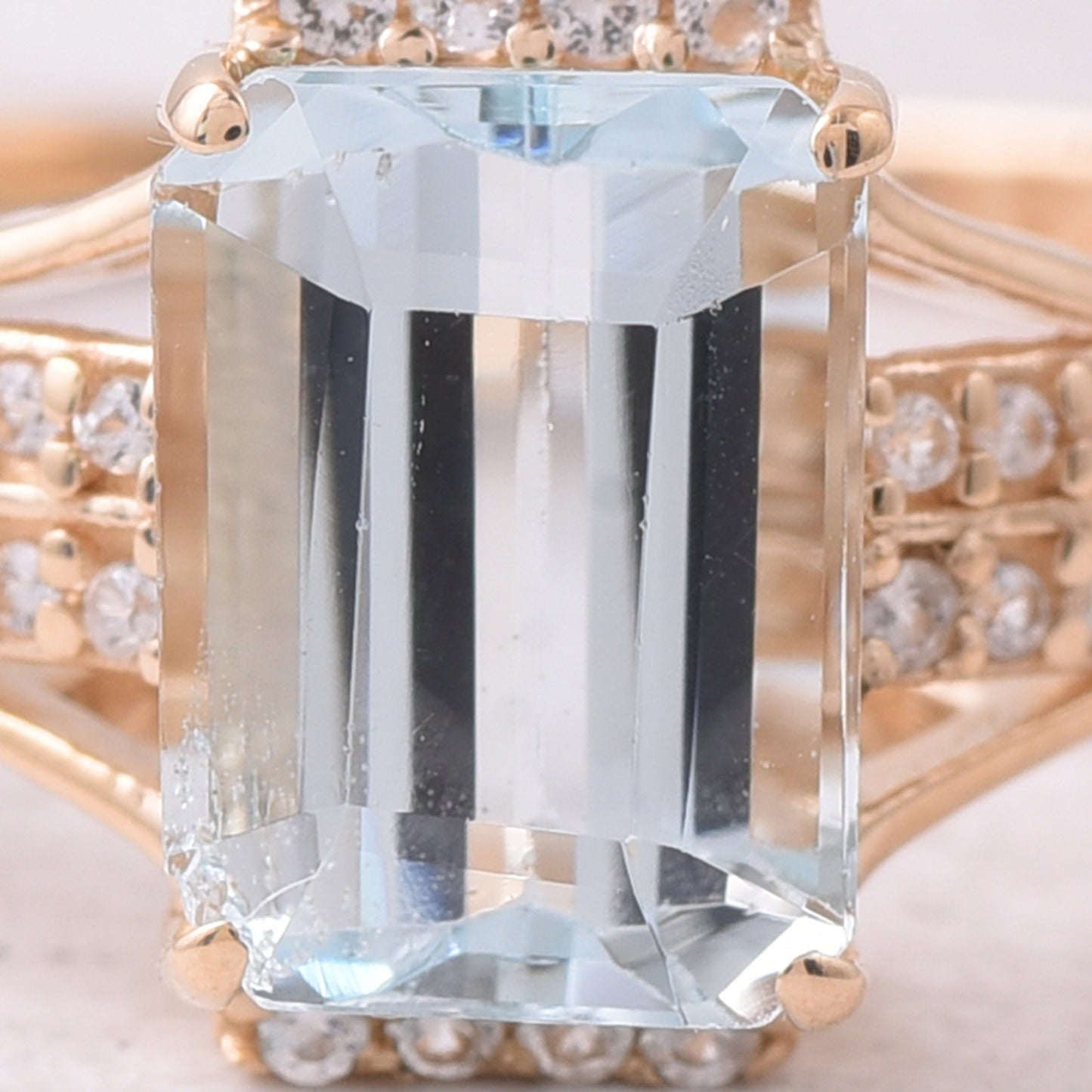 1.38 Ct Octagon Step Cut Natural Aquamarine 14K Gold Ring