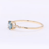 0.52 Ct Round Blue Diamond 14K Gold Ring