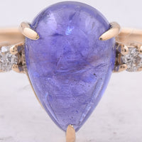 2.69 Ct Pear Cabochon Natural Tanzanite 14K Gold Ring