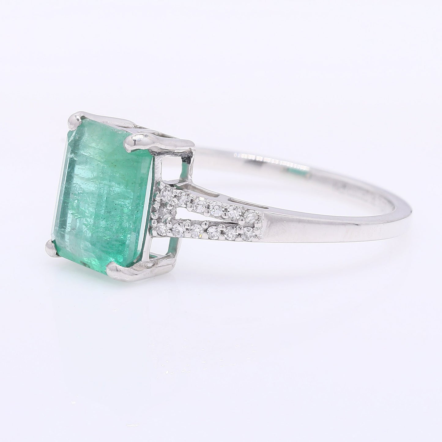 2.19 Ct Octagon Step Cut Natural Emerald 950 Platinum Ring