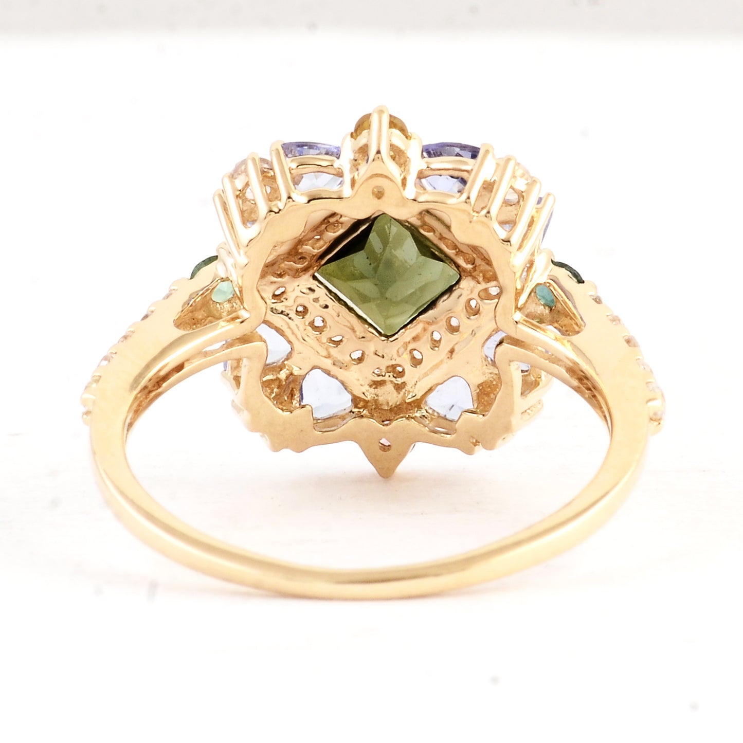 2.00 Ct Square Multi Tourmaline 14K Gold Ring