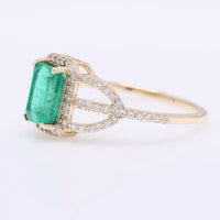 1.44 Ct Octagon Step Cut Natural Emerald 14K Gold Ring