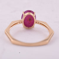 1.54 Ct Oval Mixed Cut Natural Ruby 14K Gold Ring