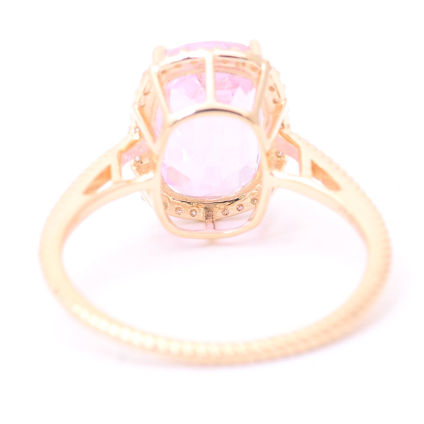 4.55 Ct Cushion Mixed Cut Natural Kunzite 14K Gold Ring