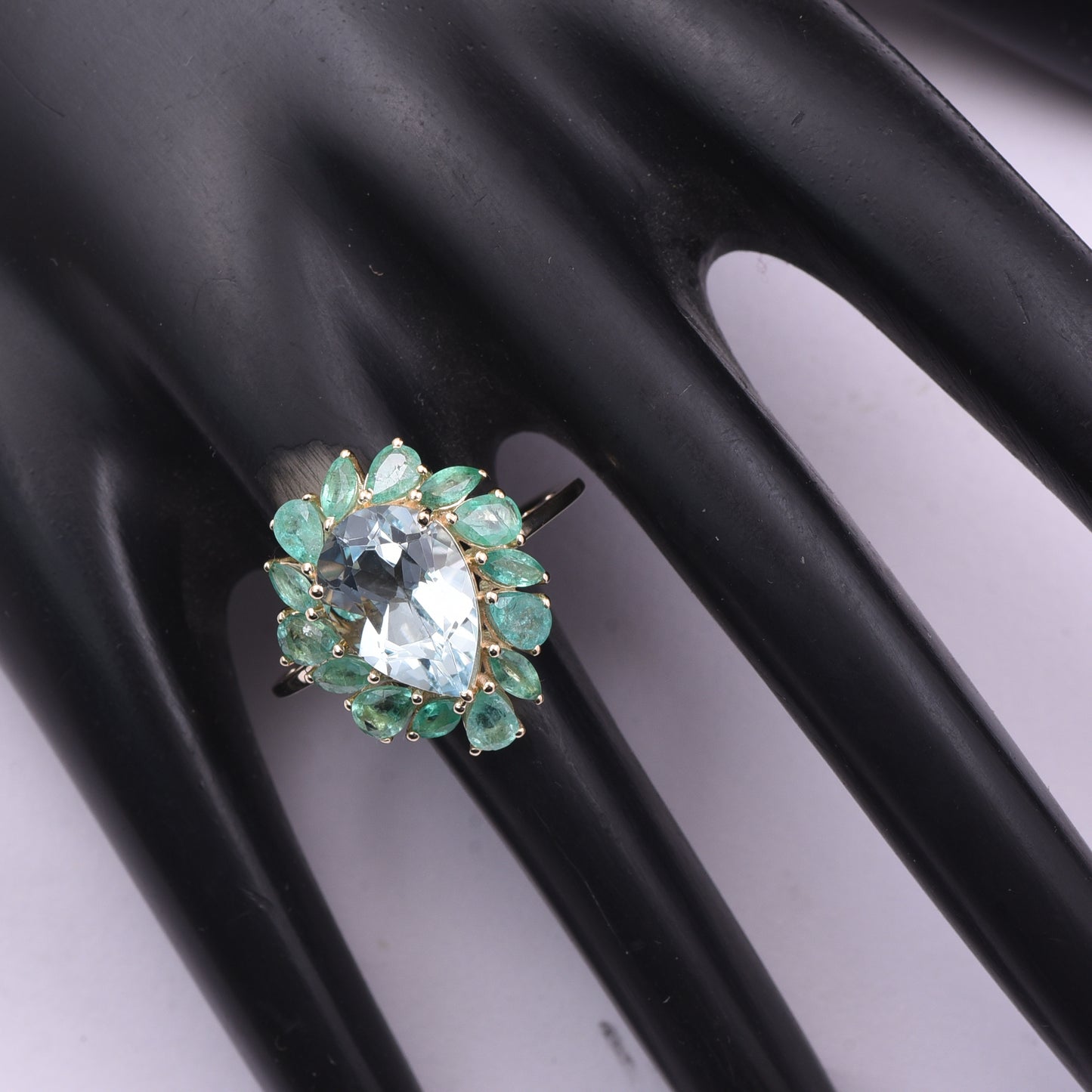 4.26 Ct Pear Aquamarine 9K Gold Ring