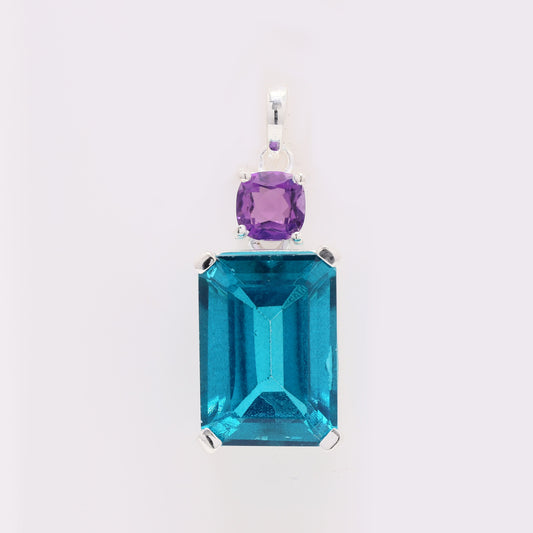 9.37 Ct Octagon Paraiba Topaz 925 Silver Pendant