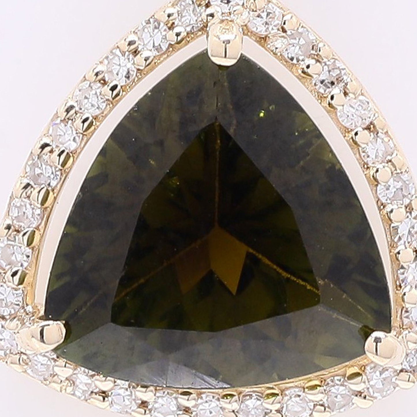 1.86 Ct Triangle Mixed Cut Natural Green Tourmaline 14K Gold Pendant