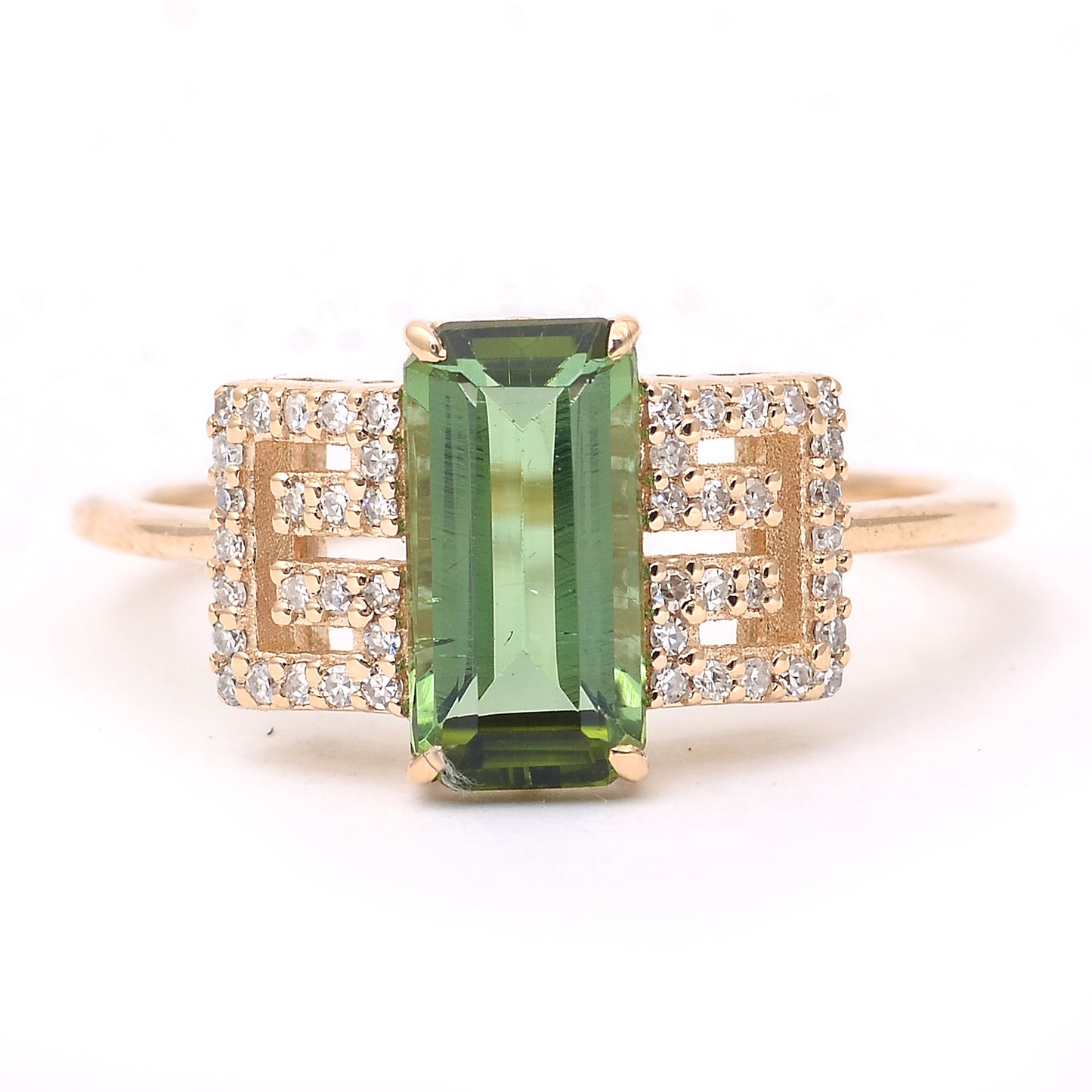 1.69 Ct Octagon Step Cut Natural Tourmaline 14K Gold Ring