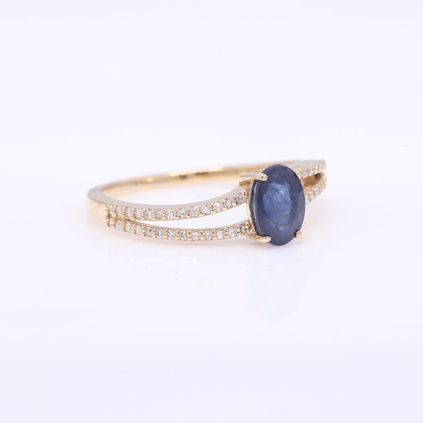 1.26 Ct Oval Mixed Cut Natural Sapphire 14K Gold Ring