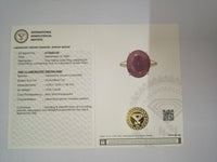 14.56 Ct Oval Mixed Cut Lab Grown Ruby 14K Gold Ring
