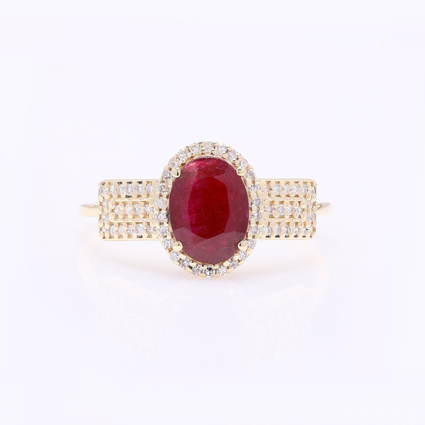 1.73 Ct Oval Mixed Cut Natural Ruby 14K Gold Ring