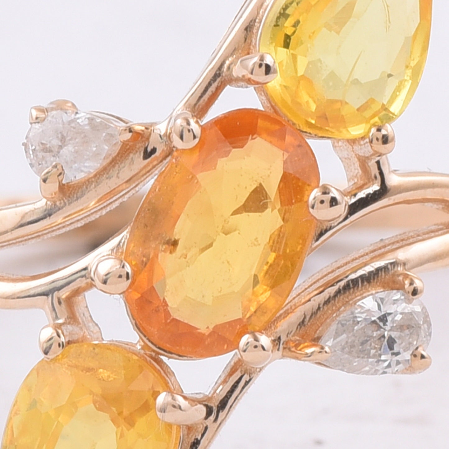 1.52 Ct Oval, Pear Natural Multi Coloured Sapphire 14K Gold Ring