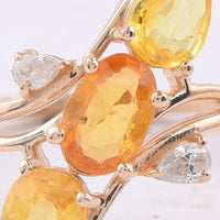 1.52 Ct Oval, Pear Natural Multi Coloured Sapphire 14K Gold Ring