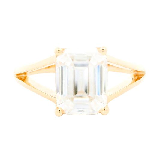 3.78 Ct Octagon Moissanite 14K Gold Ring