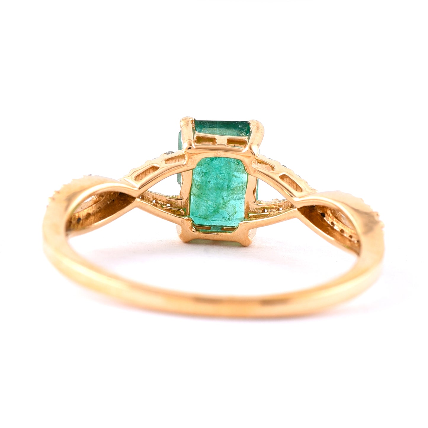 1.08 Ct Octagon Step Cut Natural Emerald 14K Gold Ring