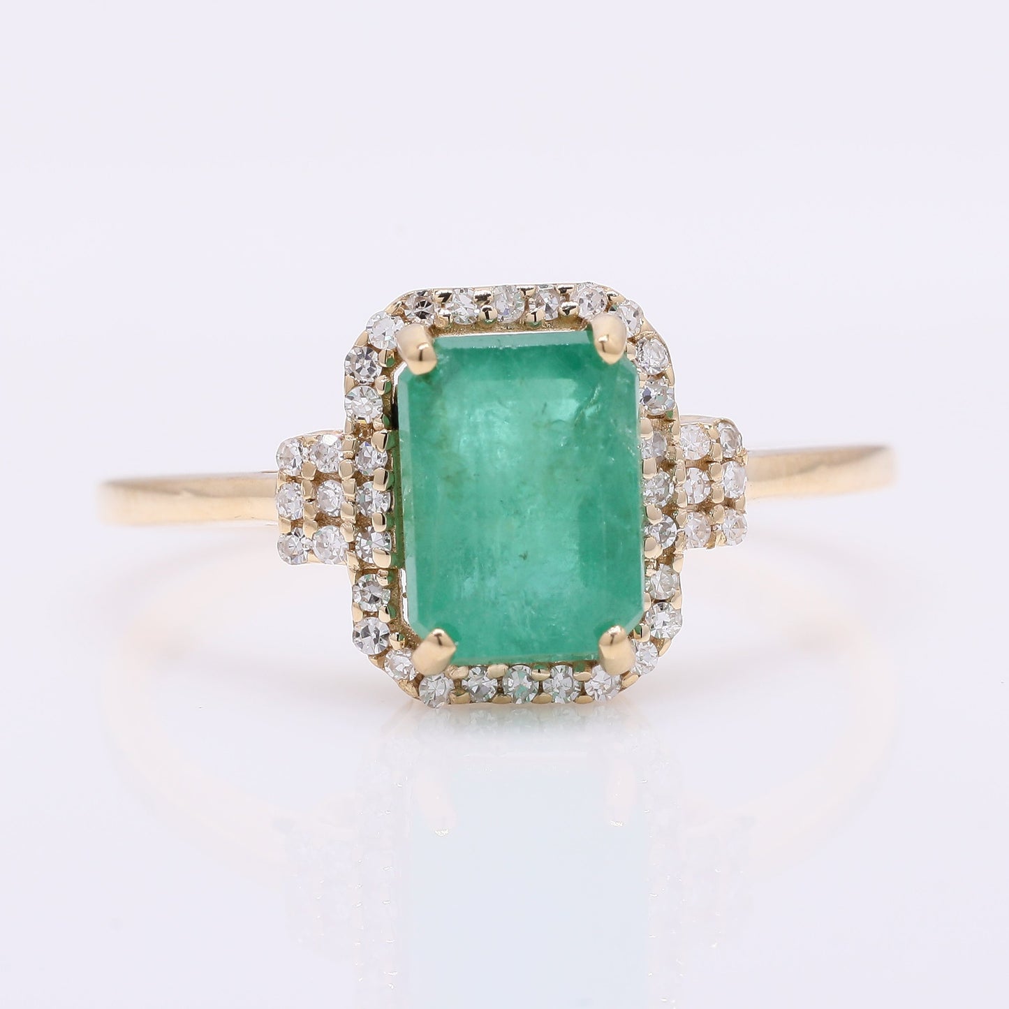 1.80 Ct Octagon Step Cut Natural Emerald 14K Gold Ring