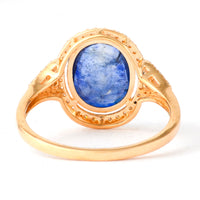 2.73 Ct Oval Mixed Cut Natural Sapphire 14K Gold Ring