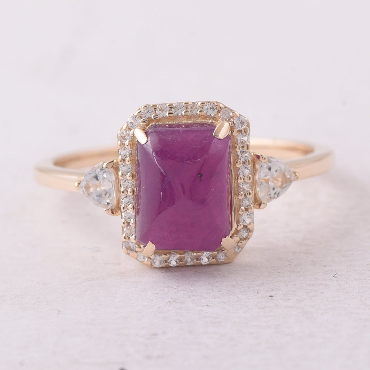 2.94 Ct Octagon Ruby 9K Gold Ring