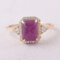 2.94 Ct Octagon Ruby 9K Gold Ring
