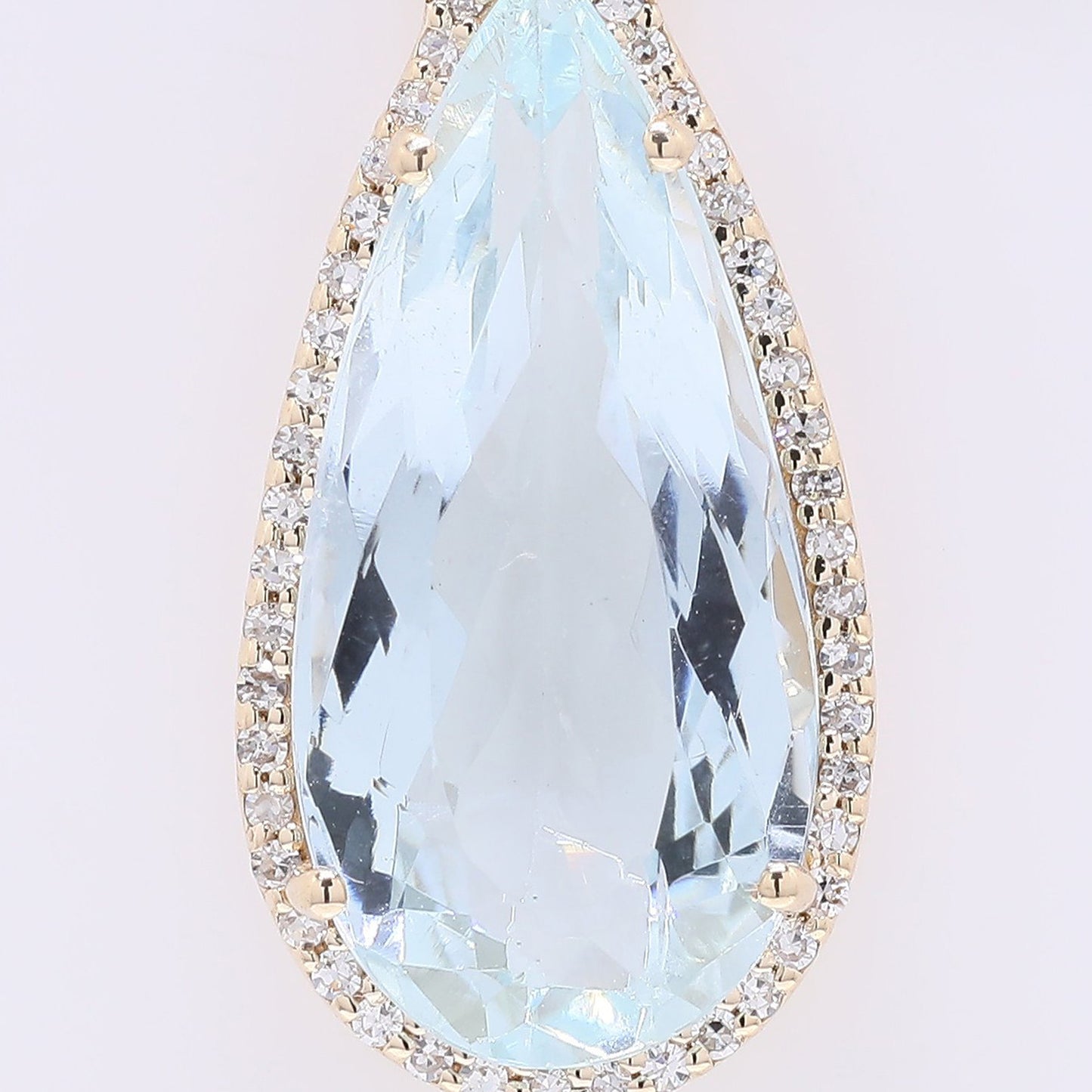 6.20 Ct Pear Mixed Cut Natural Aquamarine 14K Gold Pendant