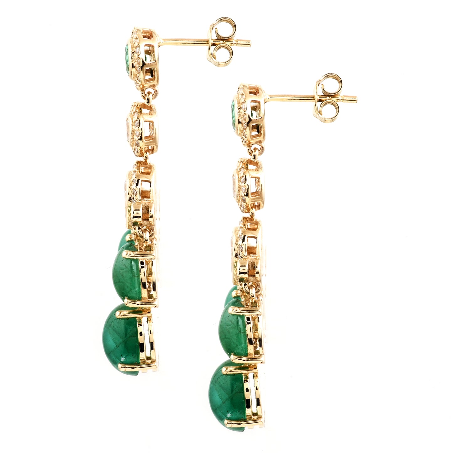 9.62 Ct Oval Emerald 14K Gold Earrings