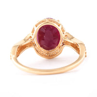 3.62 Ct Oval Mixed Cut Natural Ruby 14K Gold Ring