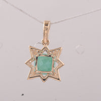 1.16 Ct Square Emerald 9K Gold Pendant