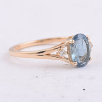 1.22 Ct Oval Natural Aquamarine 14K Gold Ring