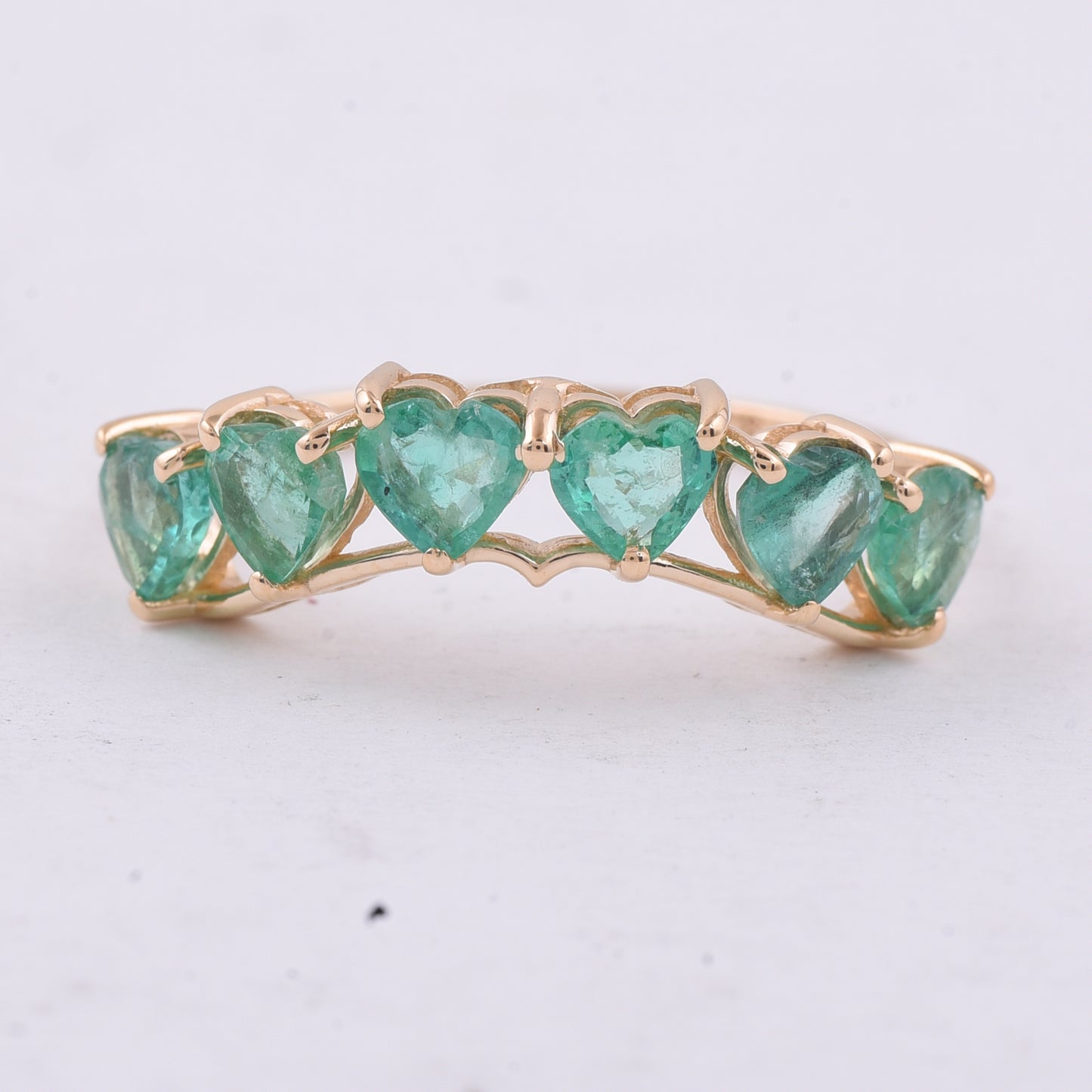 1.23 Ct Heart Natural Emerald 14K Gold Ring