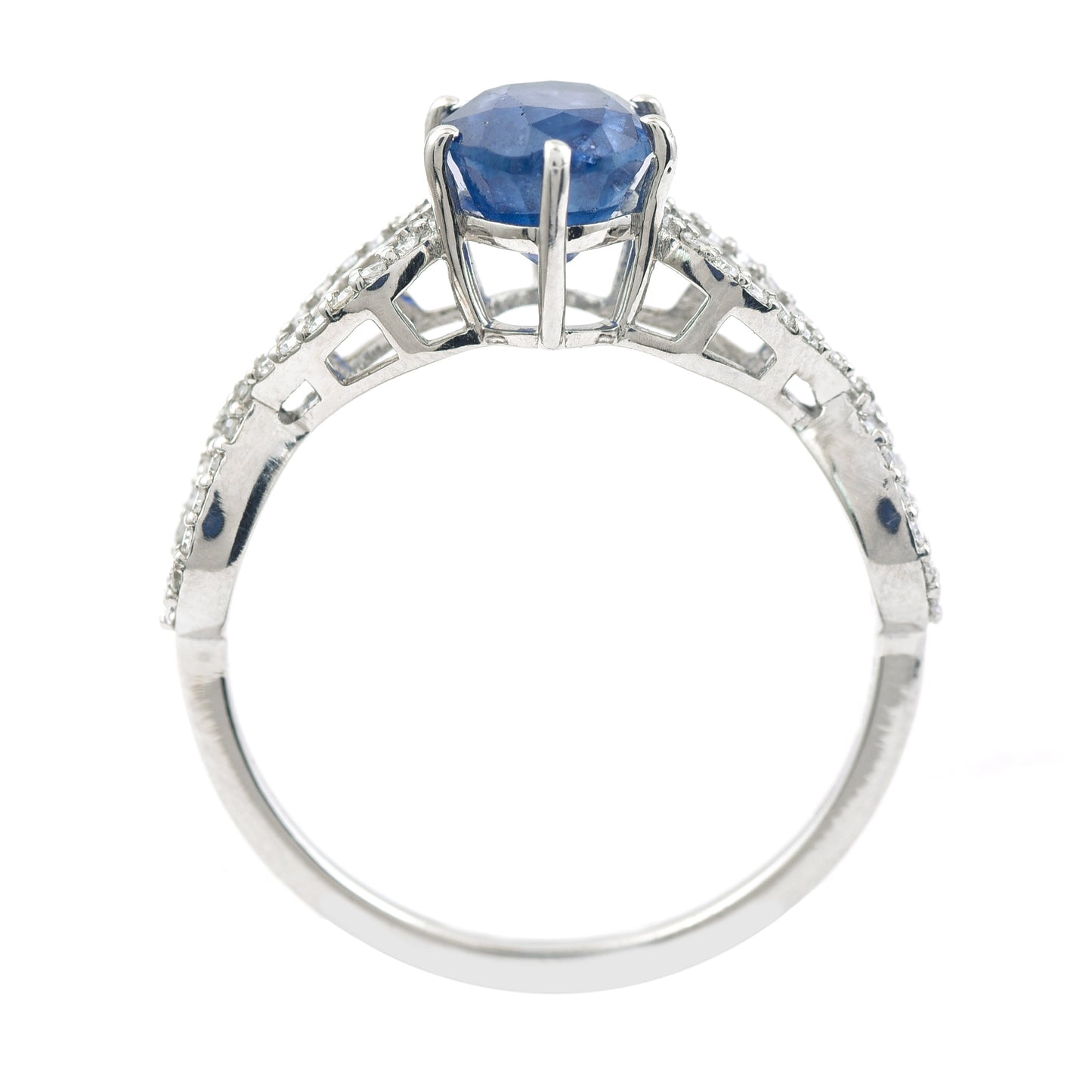2.14 Ct Oval Mixed Cut Natural Sapphire 950 Platinum Ring