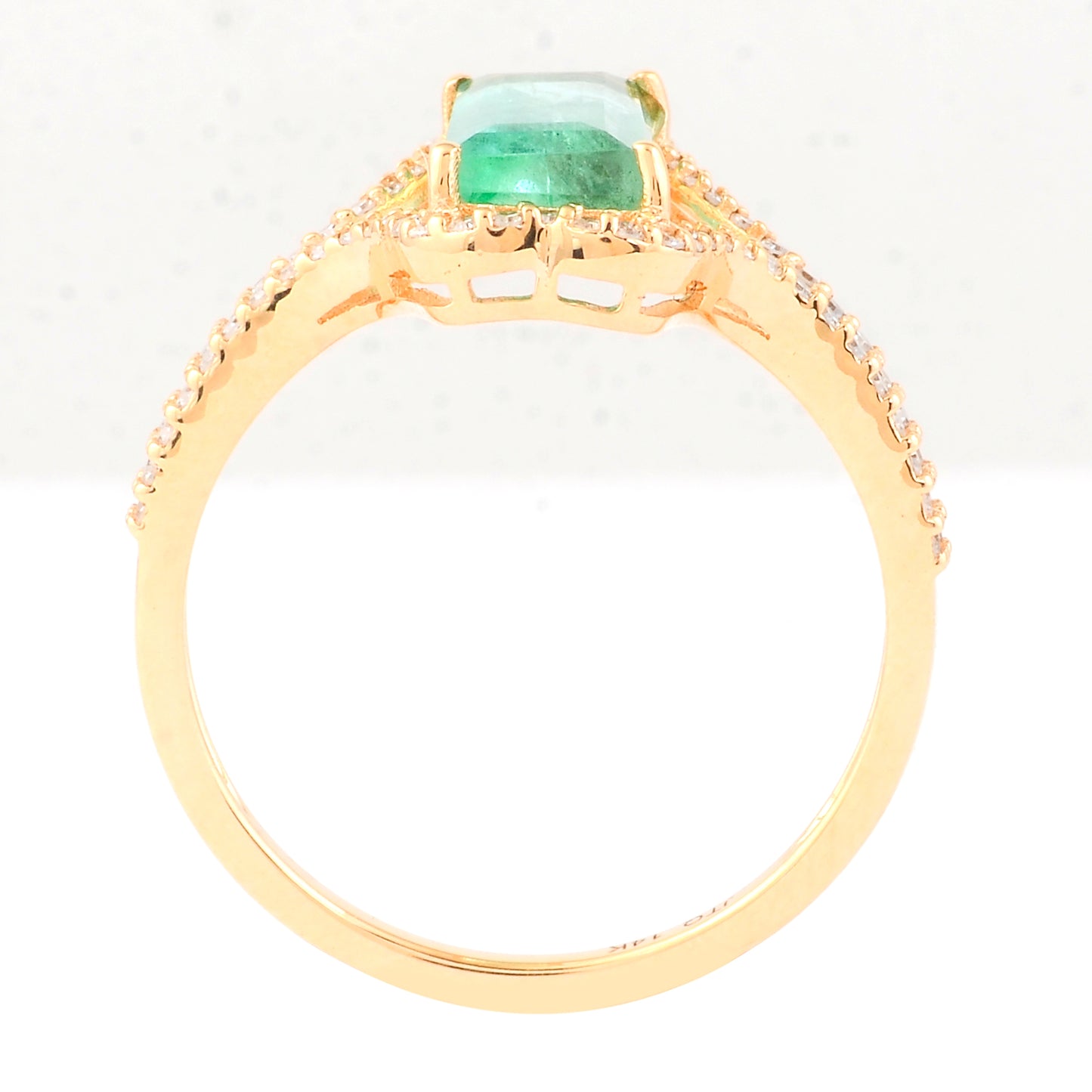 1.64 Ct Rectangle Step Cut Natural Emerald 14K Gold Ring