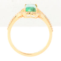 1.64 Ct Rectangle Step Cut Natural Emerald 14K Gold Ring