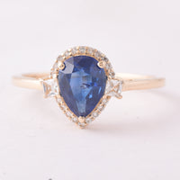 1.42 Ct Pear Sapphire 9K Gold Ring