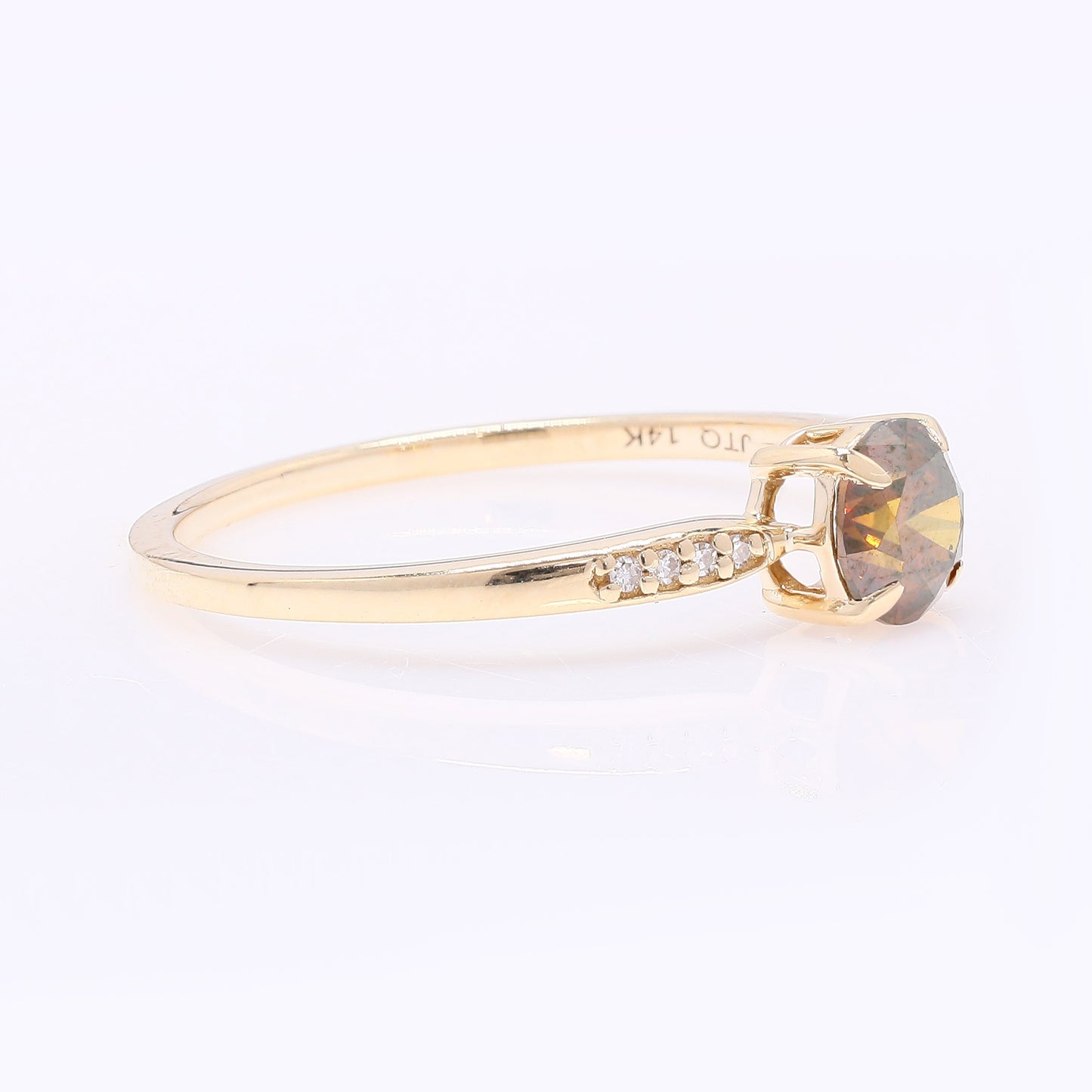 0.57 Ct Round Red Diamond 14K Gold Ring