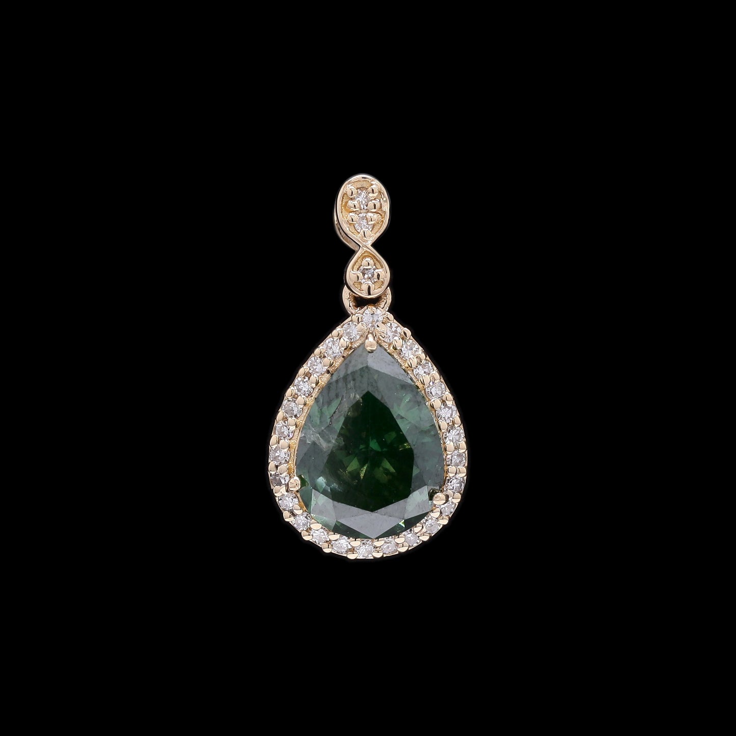 1.32 Ct Pear Green Diamond 14K Gold Pendant