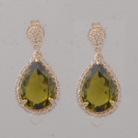 3.45 Ct Pear Tourmaline 9K Gold Earrings