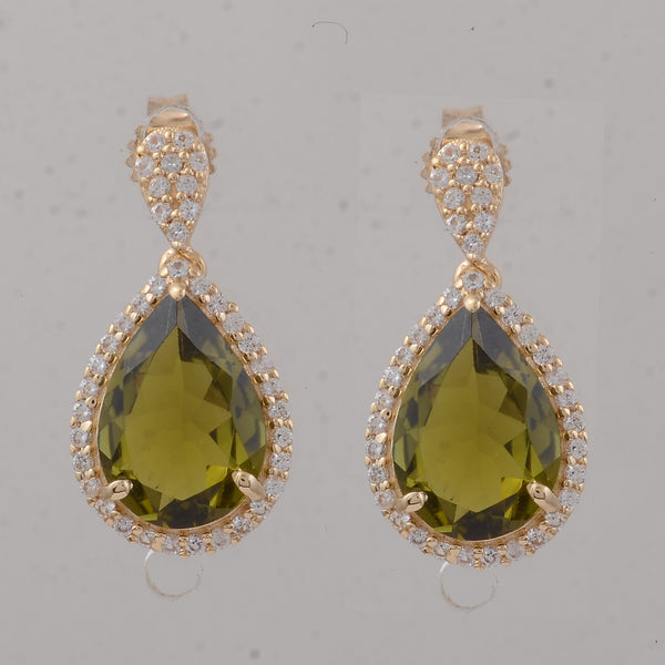 3.45 Ct Pear Tourmaline 9K Gold Earrings
