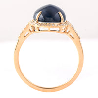 6.08 Ct Oval Cabochon Cut Natural Sapphire 14K Gold Ring