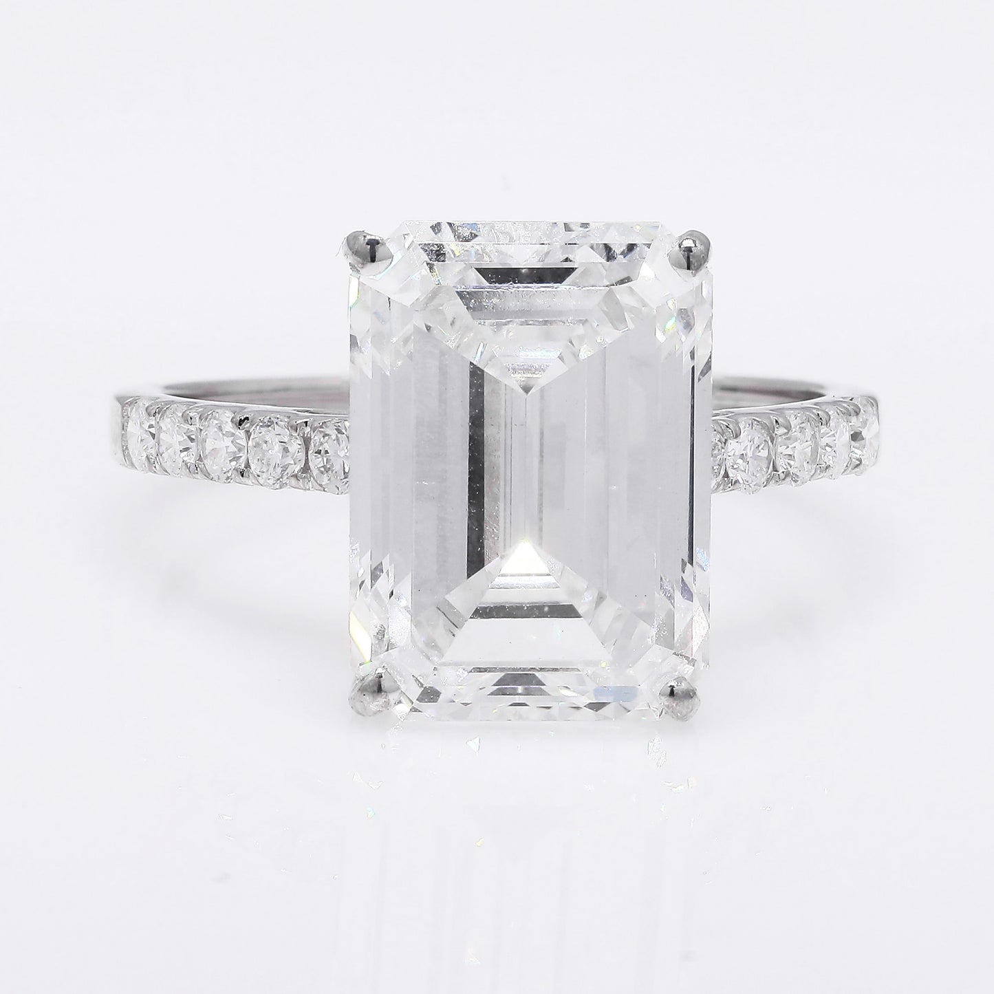 7.19 Ct Emerald Cut Lab Grown Diamond 14K Gold Ring