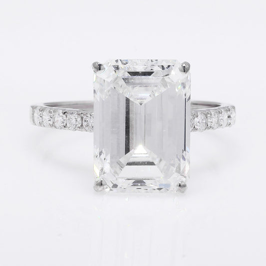 7.19 Ct Emerald Cut Lab Grown Diamond 14K Gold Ring