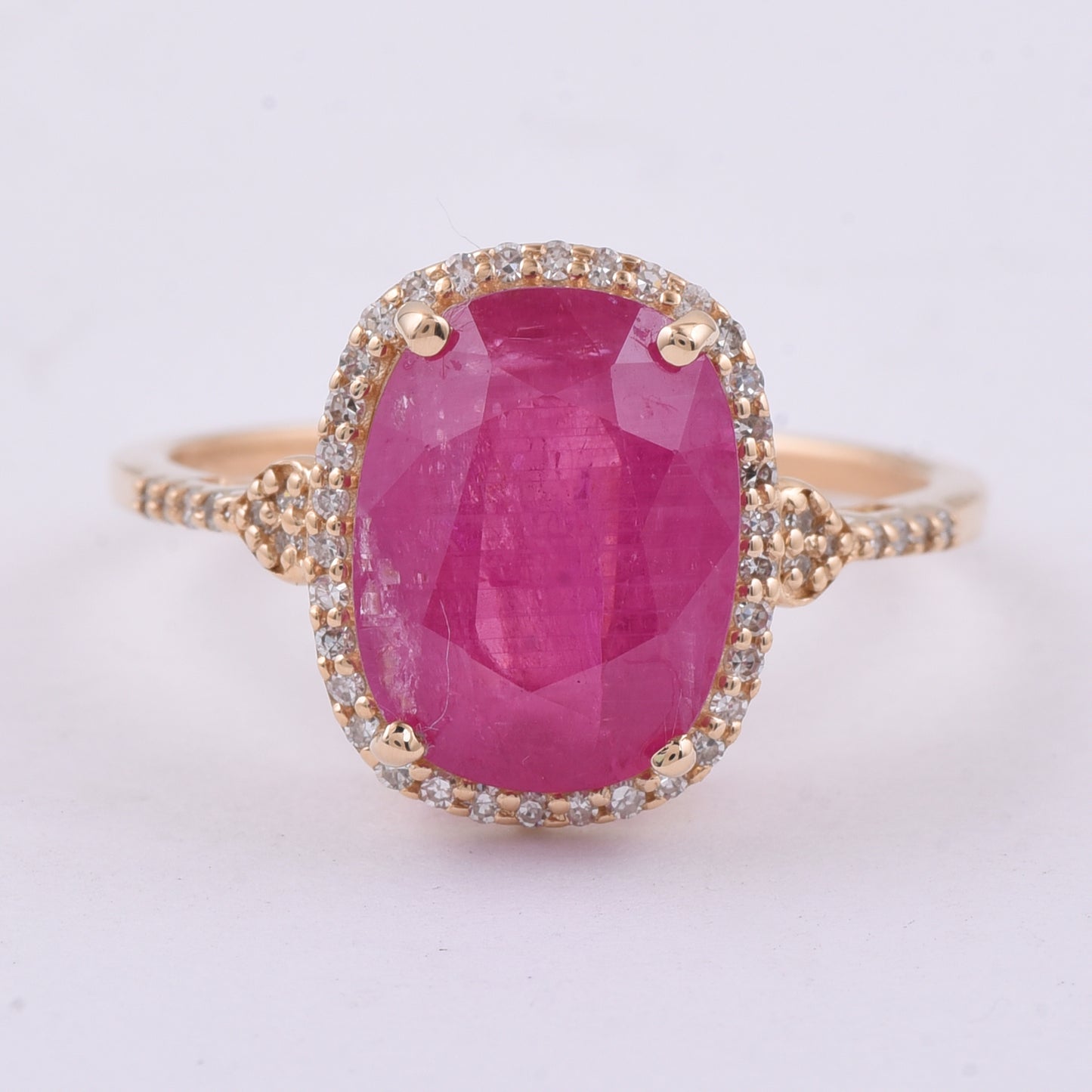 4.76 Ct Cushion Natural Ruby 14K Gold Ring