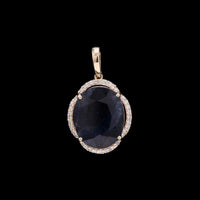 6.13 Ct Oval Mixed Cut Natural Sapphire 14K Gold Pendant